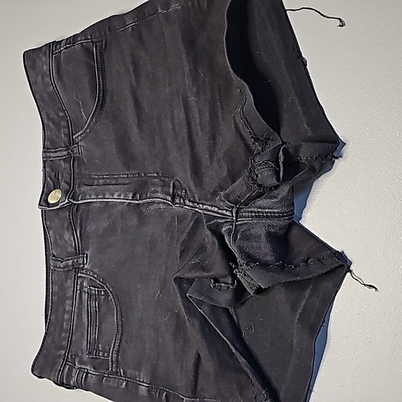 AMERICAN Eagle black super super stretch size 12 high rise jean shorts - Picture 5 of 8